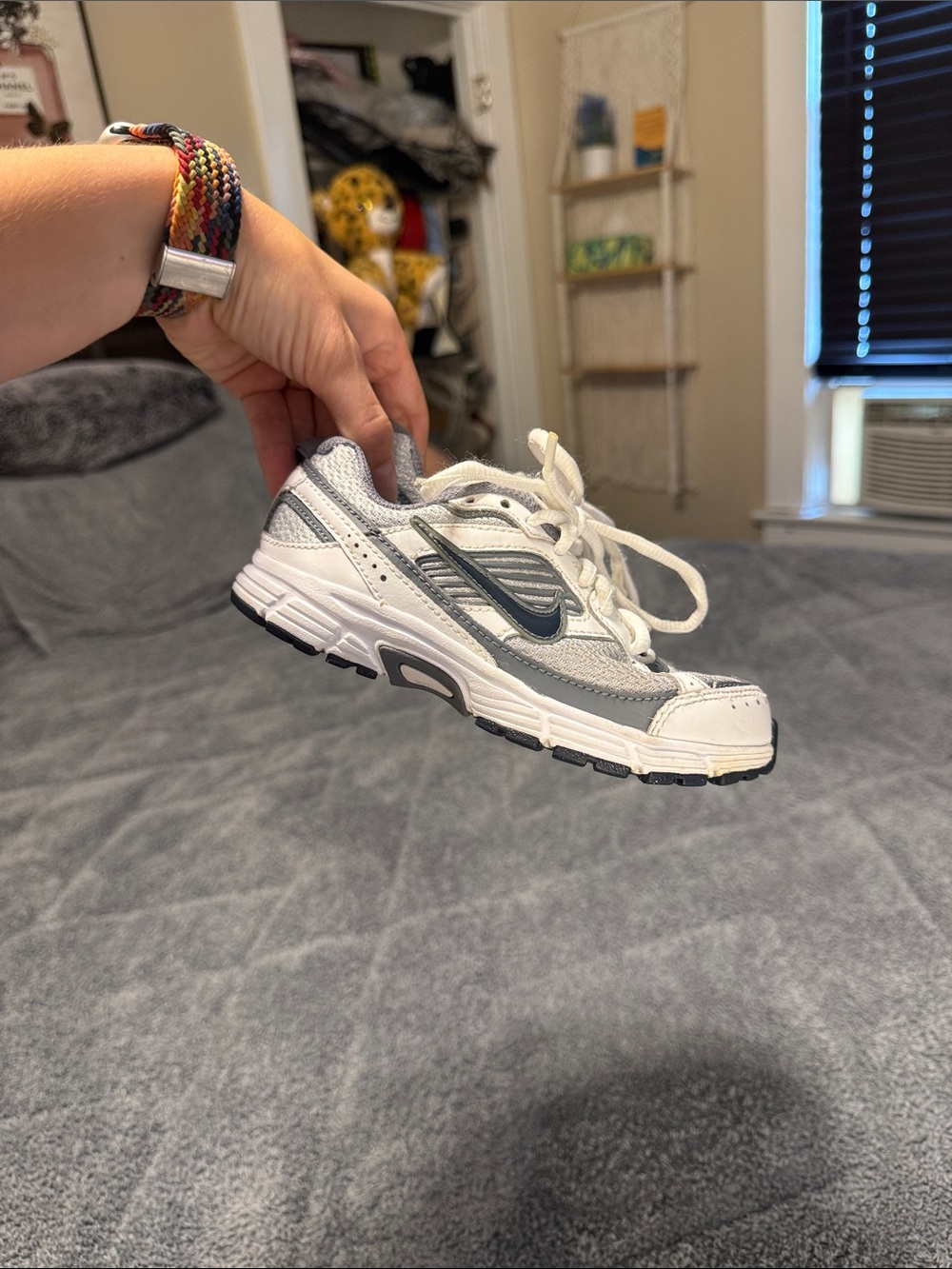Nike Kids White and Gray Lace-Up Sneakers - Picture 8 of 12
